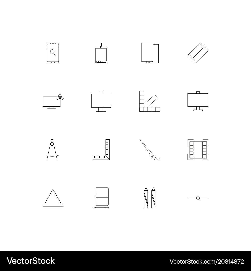 Creative process and design linear thin icons set vector image