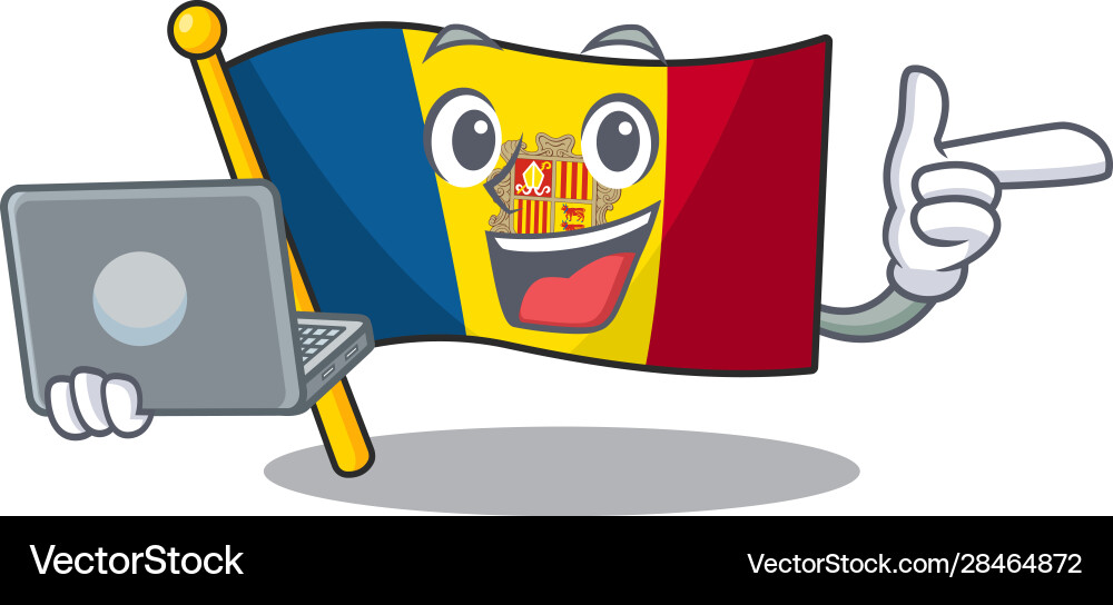 Cute and smart flag andorra scroll working vector image