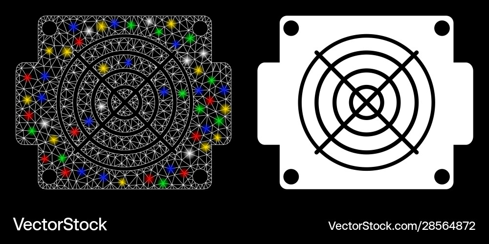 Flare mesh 2d mining asic device icon with vector image