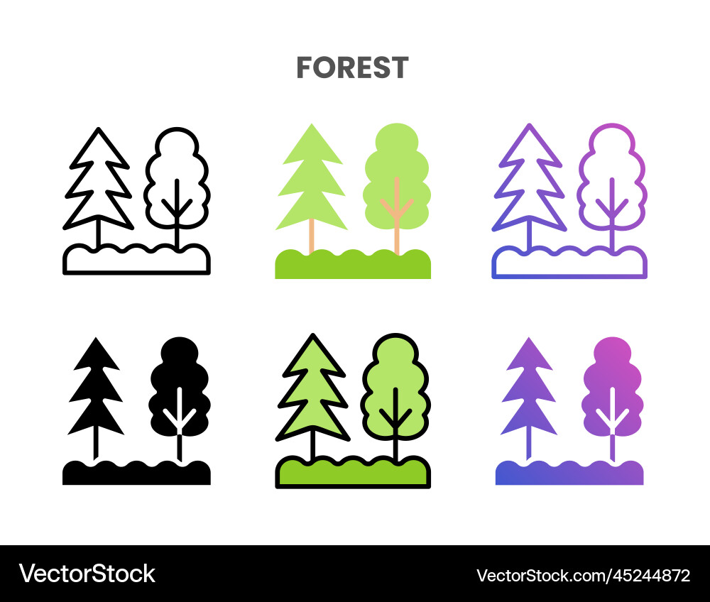 Forest icons set with different styles Vector Image