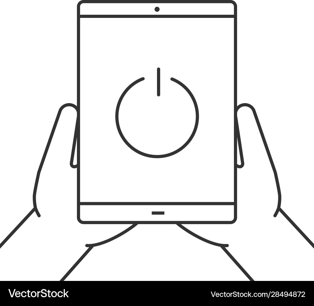 Hands holding tablet computer linear icon Hands holding tablet computer linear icon vector image