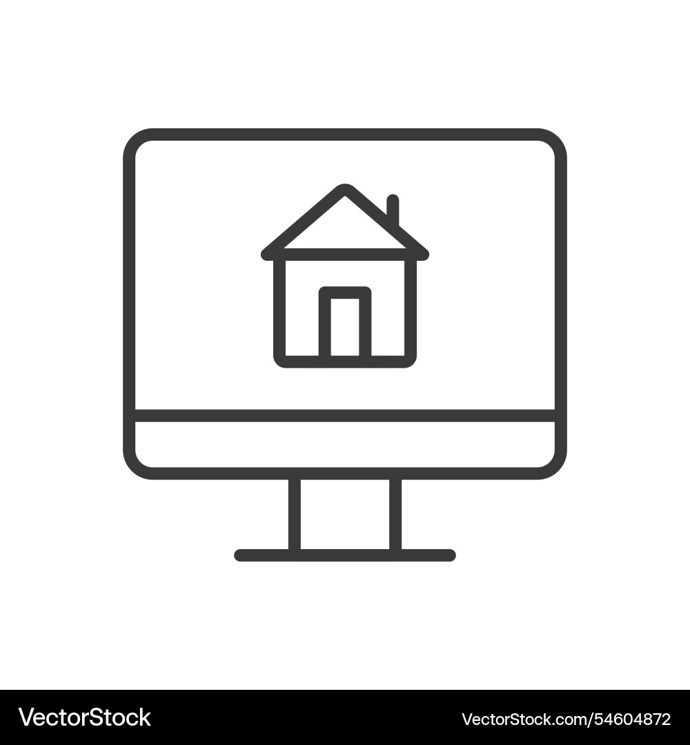 House on the computer icon in line design House on the computer icon in line design vector image