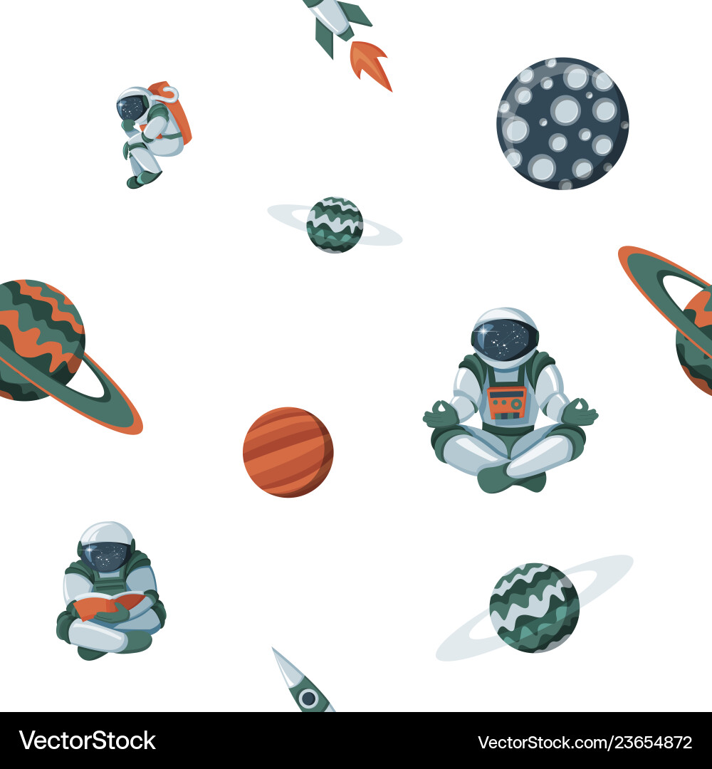 Kid space with planets and spaceships flat Vector Image