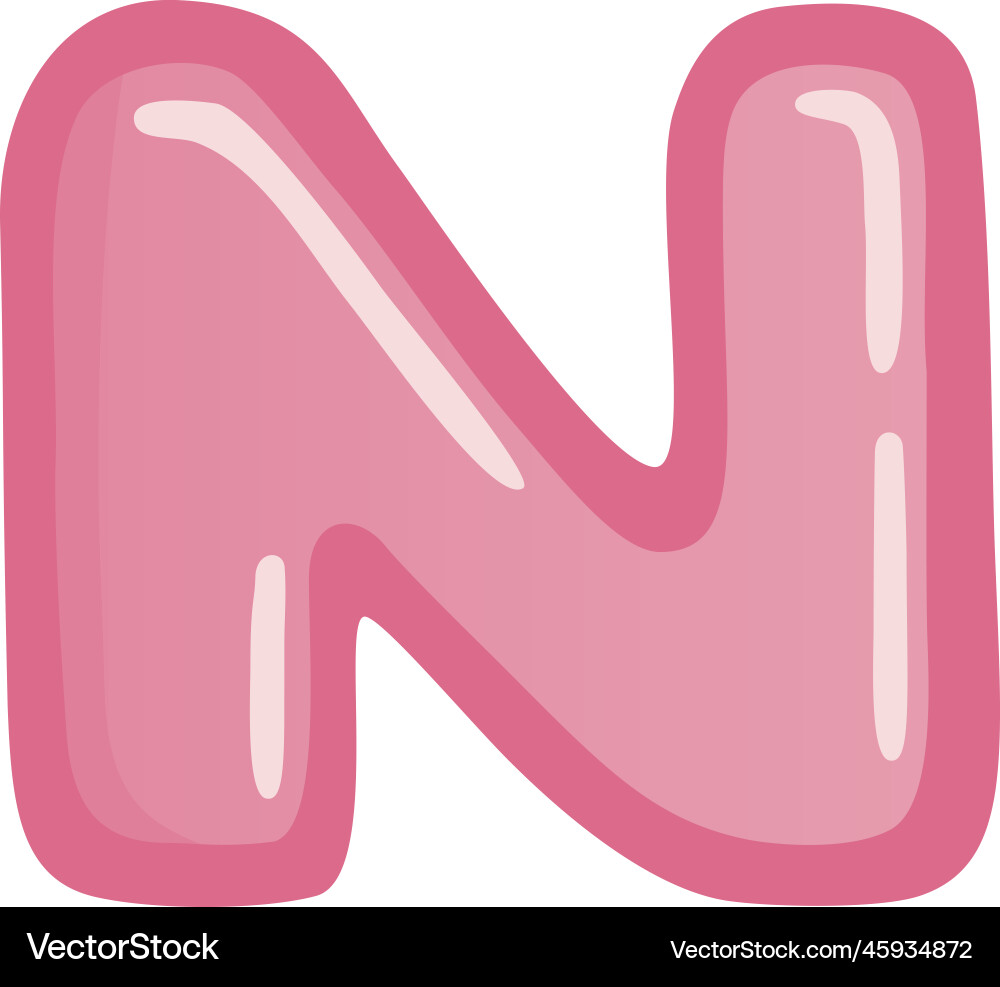 Letter n pink bold alphabet font doodle drawing Letter n pink bold alphabet font doodle drawing vector image