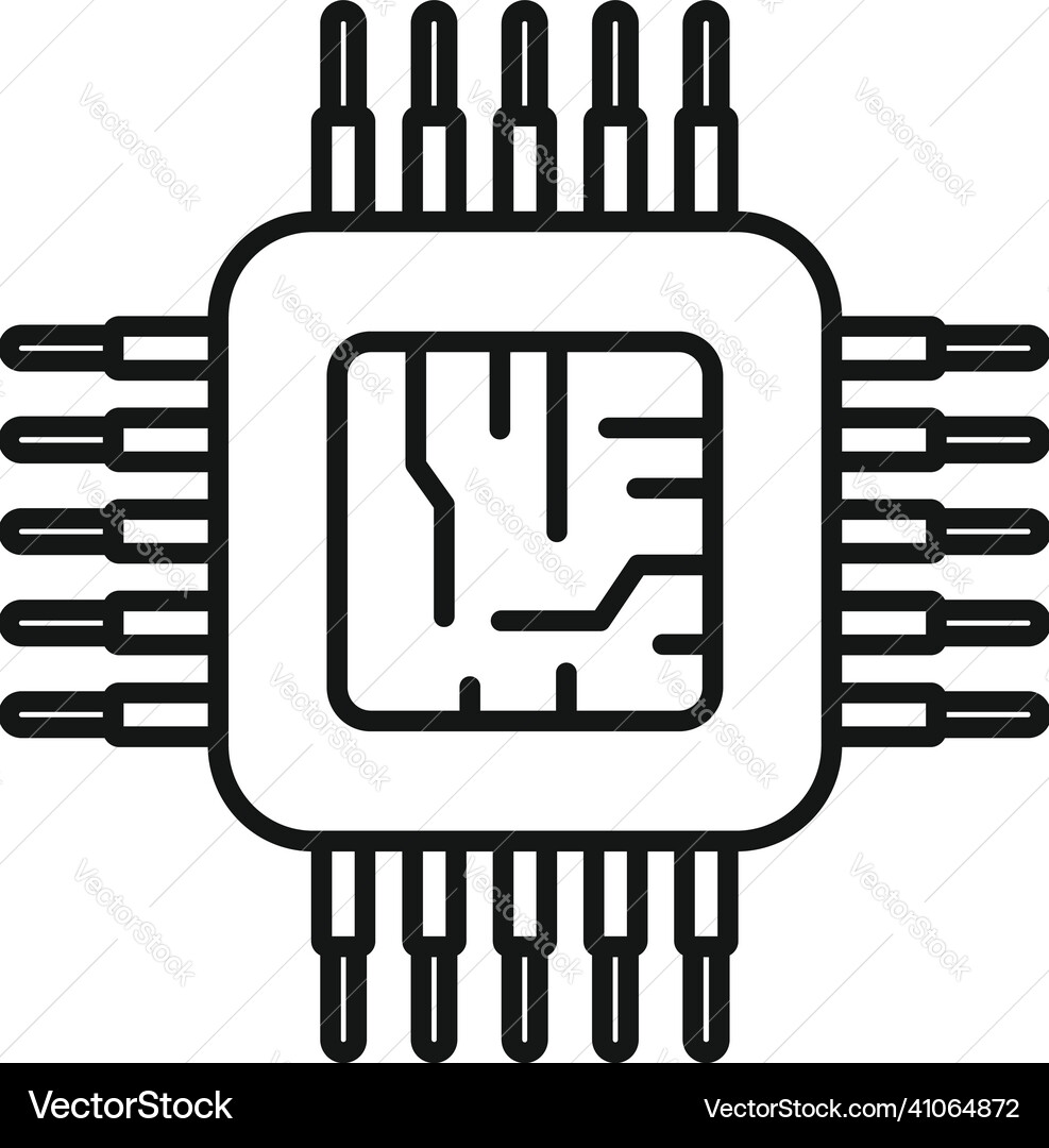 Micro cpu icon outline computer digital Micro cpu icon outline computer digital Vector Image
