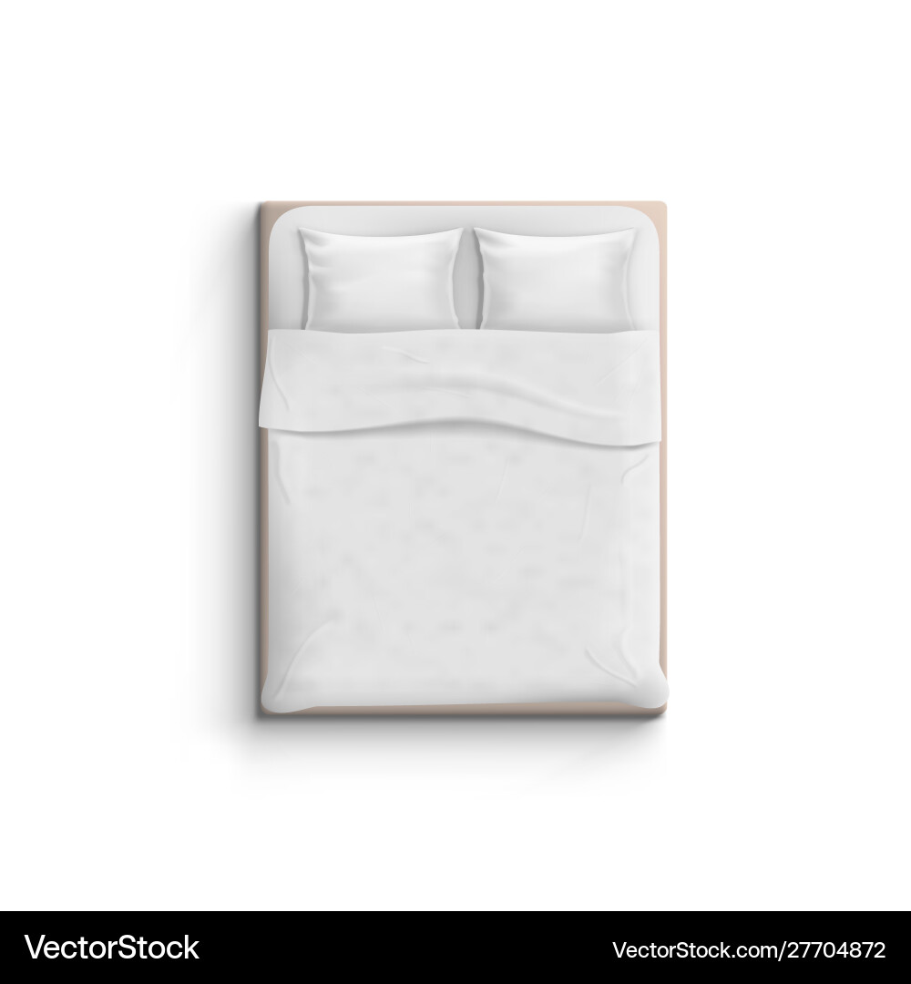 Realistic white bed with pillows top view Vector Image