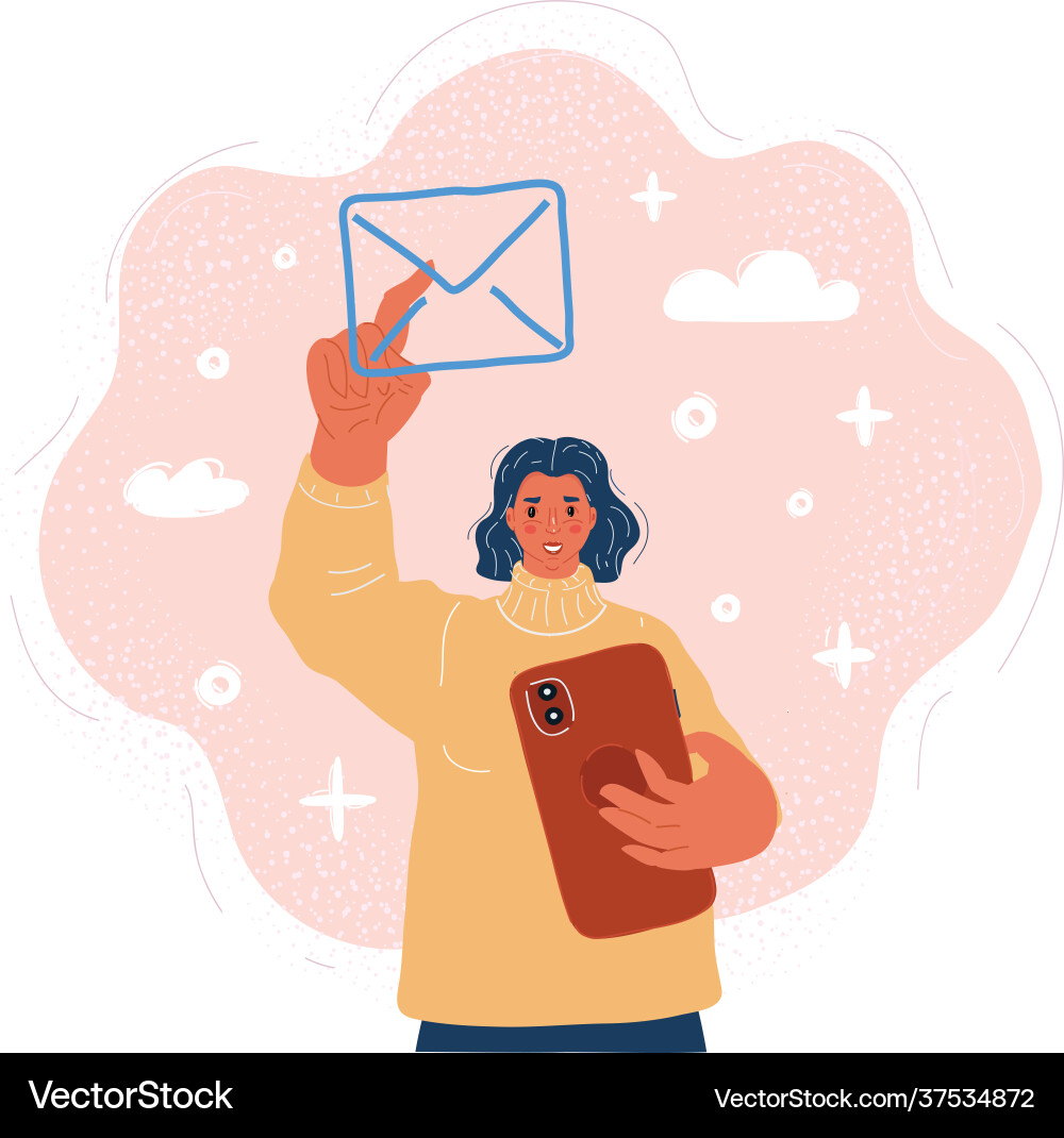 Sending email push Sending email push vector image