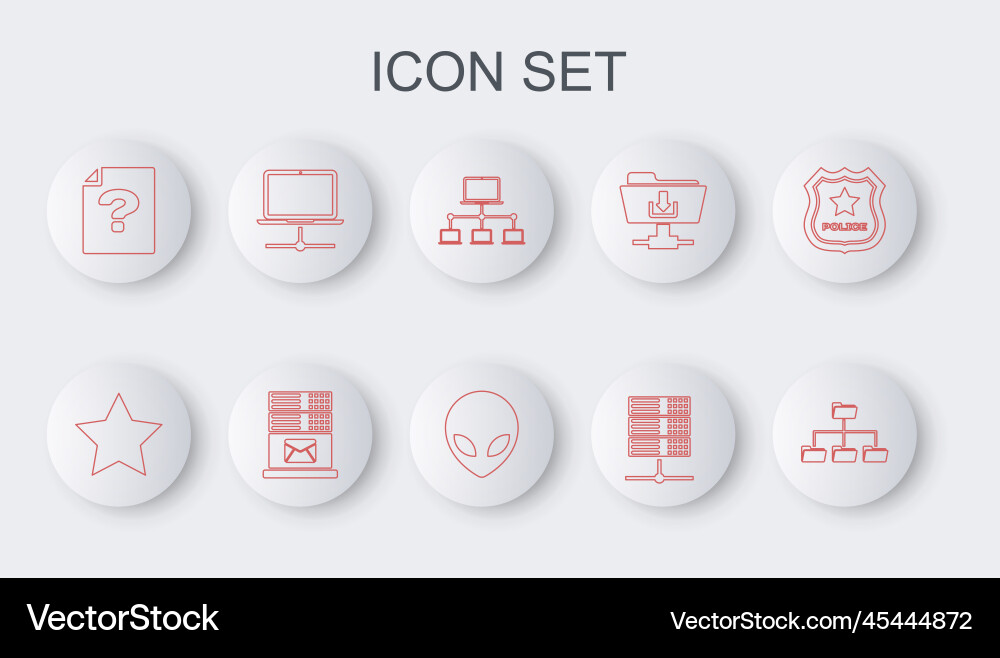 Set line folder tree star computer network Set line folder tree star computer network vector image