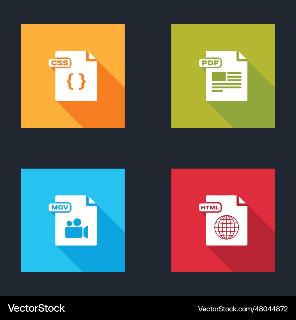Setzen Sie das css-Dateidokument pdf mov und html-Symbol Setzen Sie das css-Dateidokument pdf mov und html-Symbol vektorbild