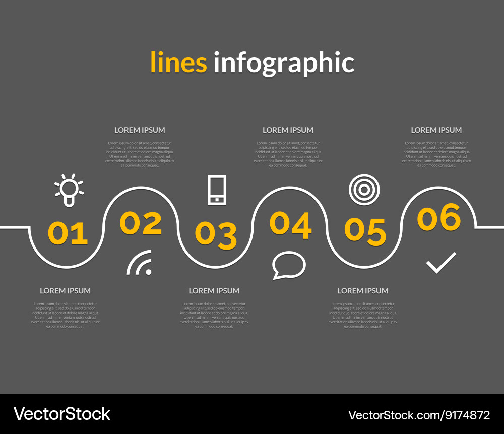 Six Steps Infographic with Circular Pointers vector image