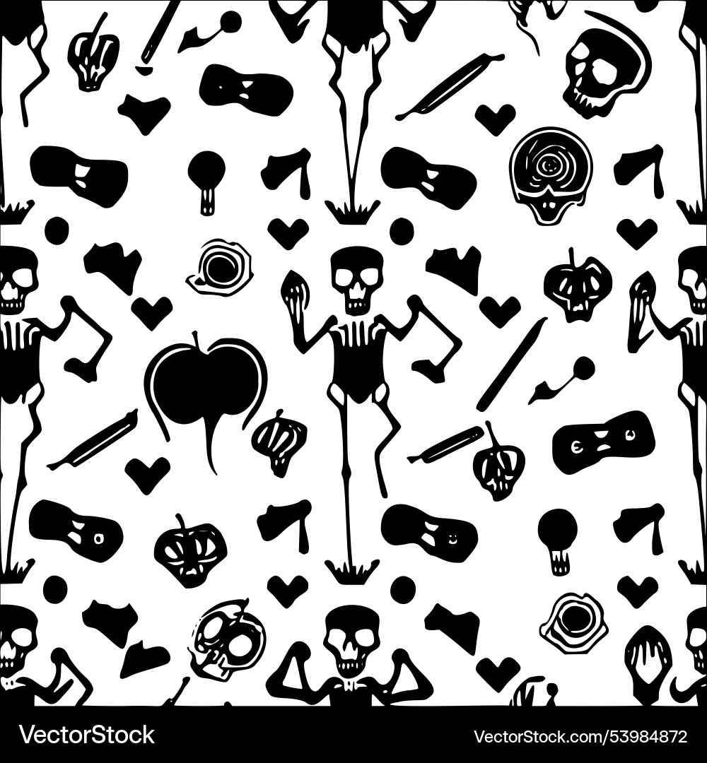 Skeletons abstract pattern seamless Skeletons abstract pattern seamless Vector Image