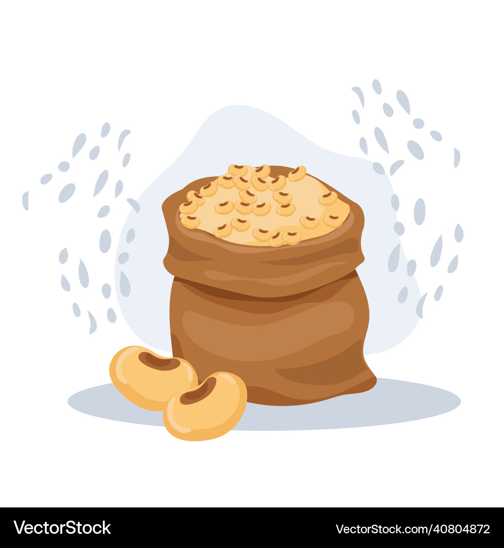Soy beans in sack Vector Image