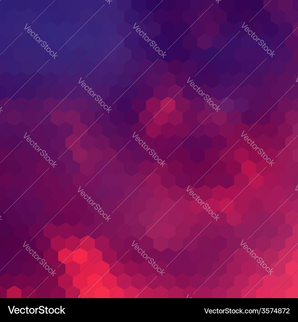 Sundown themed background with hex grid vector image