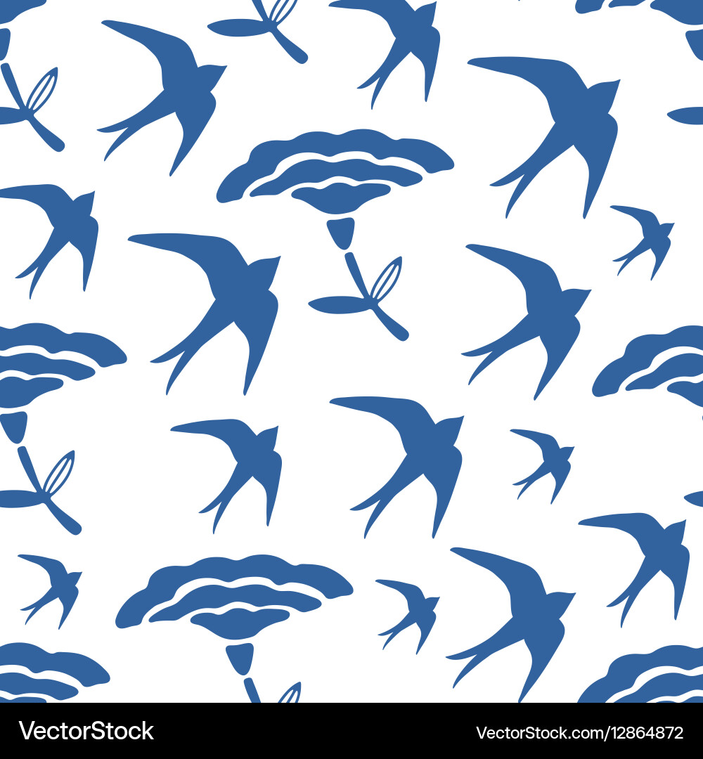 Swallow Pattern with Tile Motifs vector image