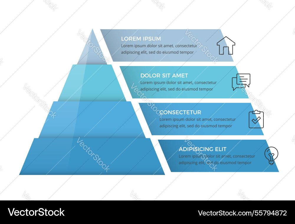 Triangle pyramidal chart Triangle pyramidal chart vector image