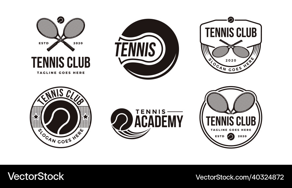 Vintage Tennis Club Badge Set Vector Image