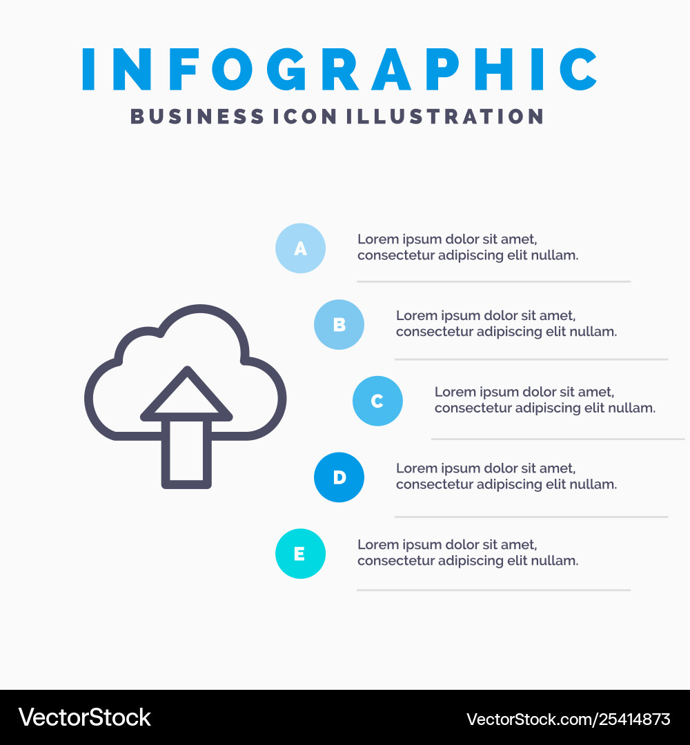 Arrow upload up cloud line icon with 5 steps Arrow upload up cloud line icon with 5 steps vector image