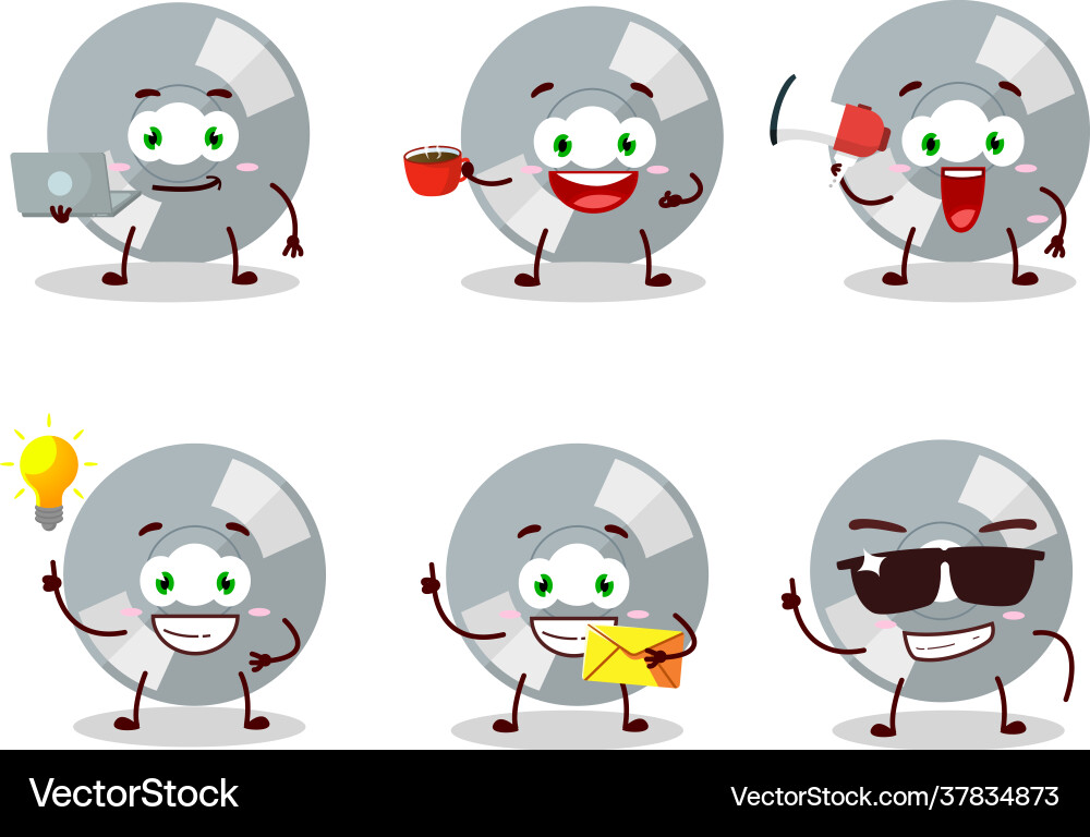 Compact disk cartoon character with various types Vector Image