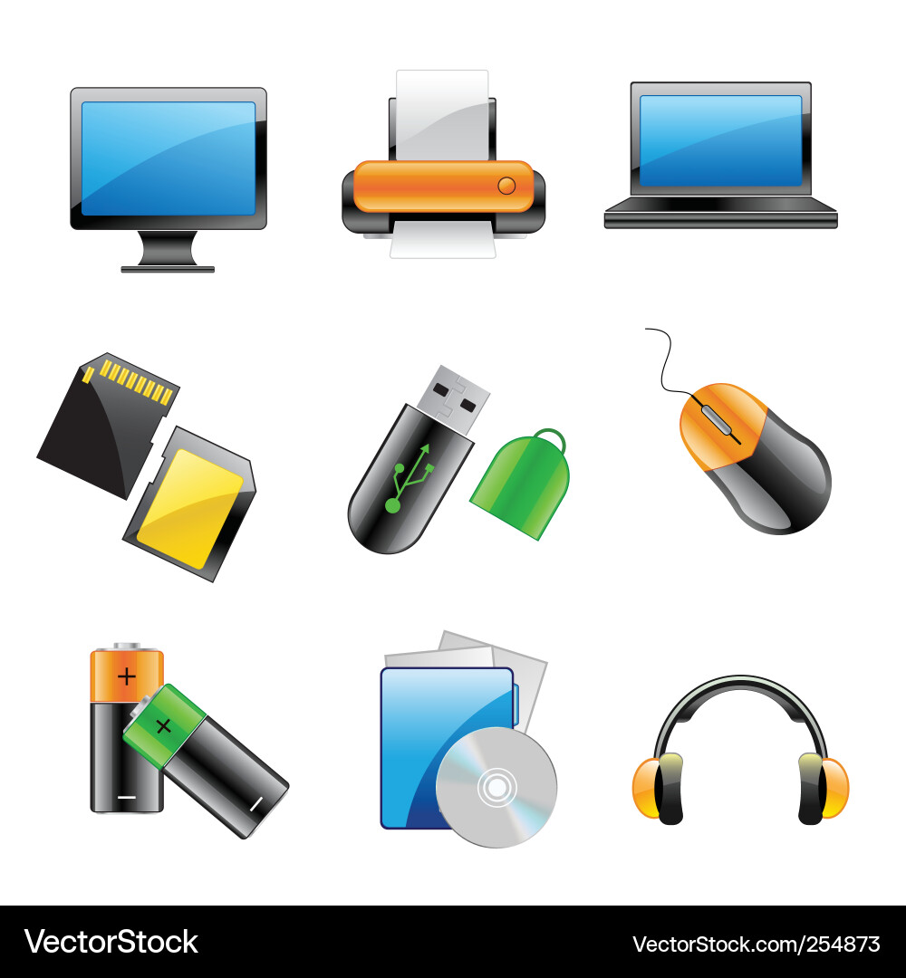 Computer icon set vector image