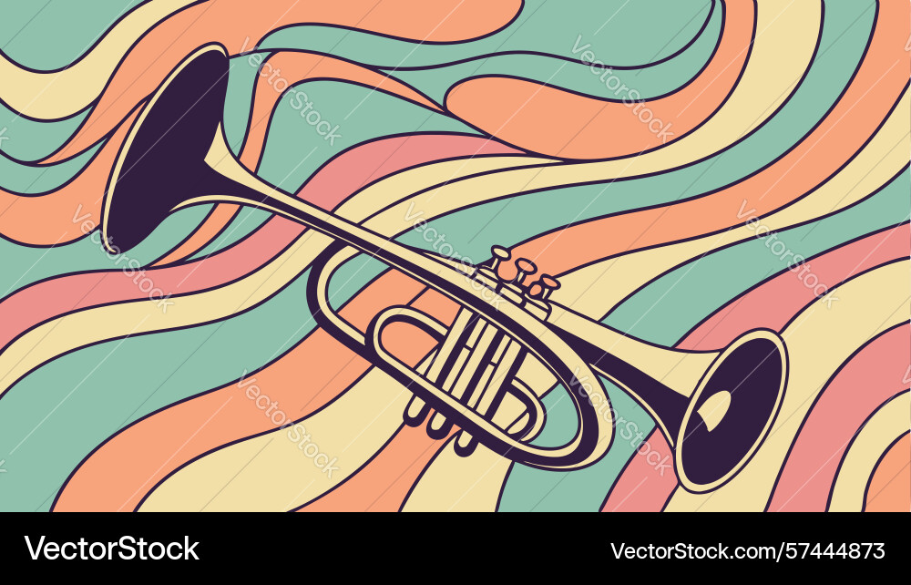Dynamic trumpet design with flowing wavy patterns vector image