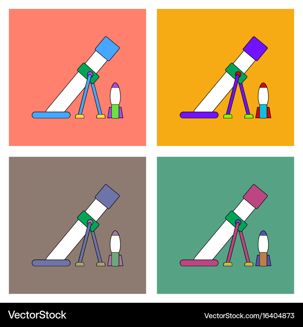 Flat icon design collection mortar and shell Vector Image