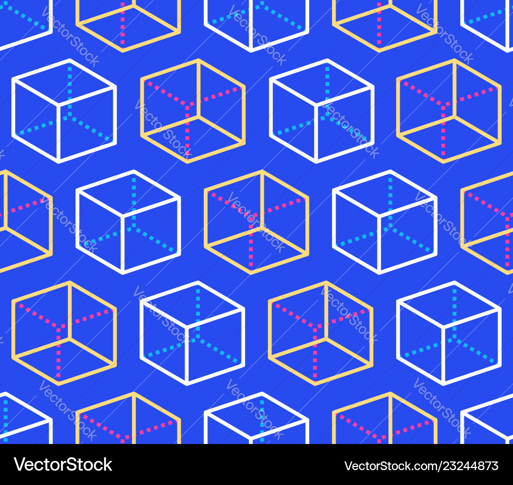 Geometric shapes seamless pattern with flat line Vector Image