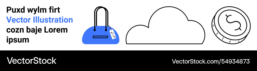 Handbag cloud and coin art highlighting Handbag cloud and coin art highlighting vector image
