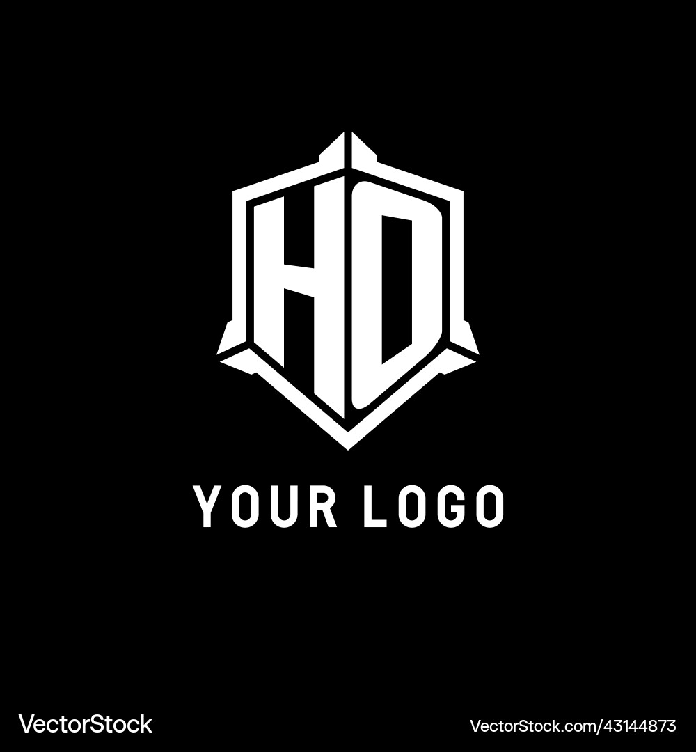 Ho logo initial with shield shape design style Vector Image