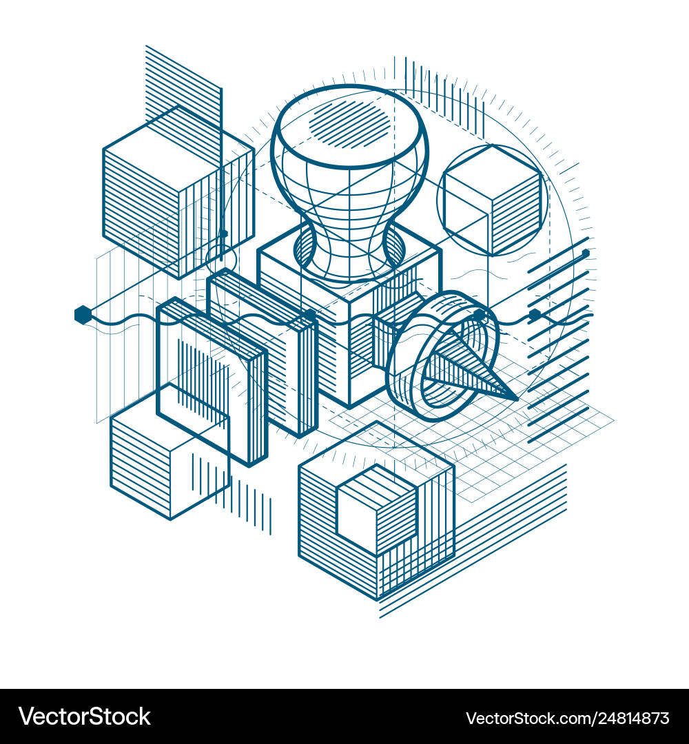 Isometric abstract background with linear Vector Image