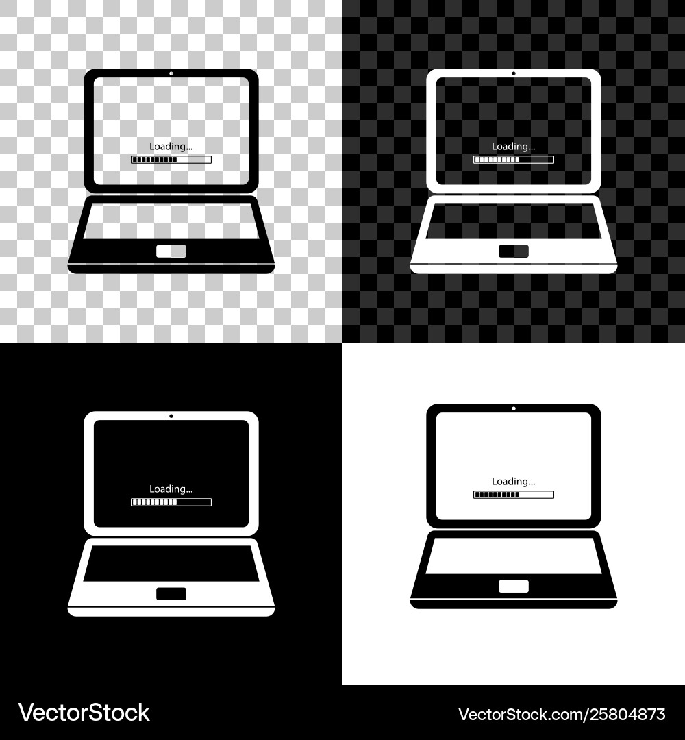 Laptop update process with loading bar icon Vector Image