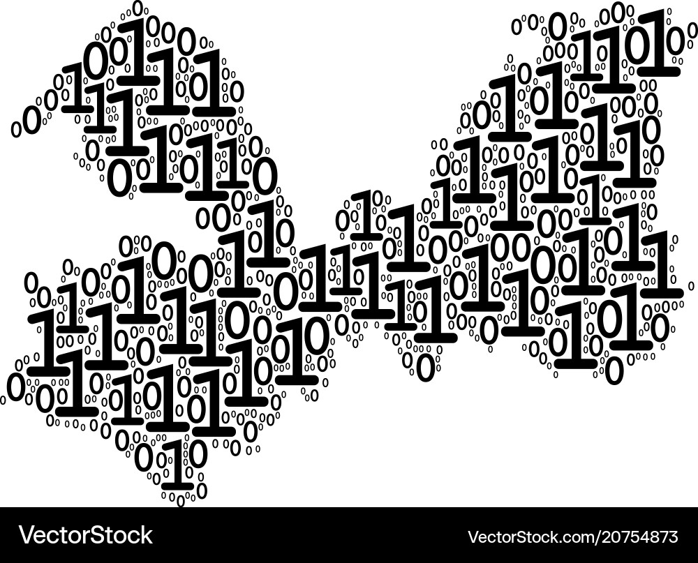 Leningrad oblast map mosaic of binary digits Vector Image