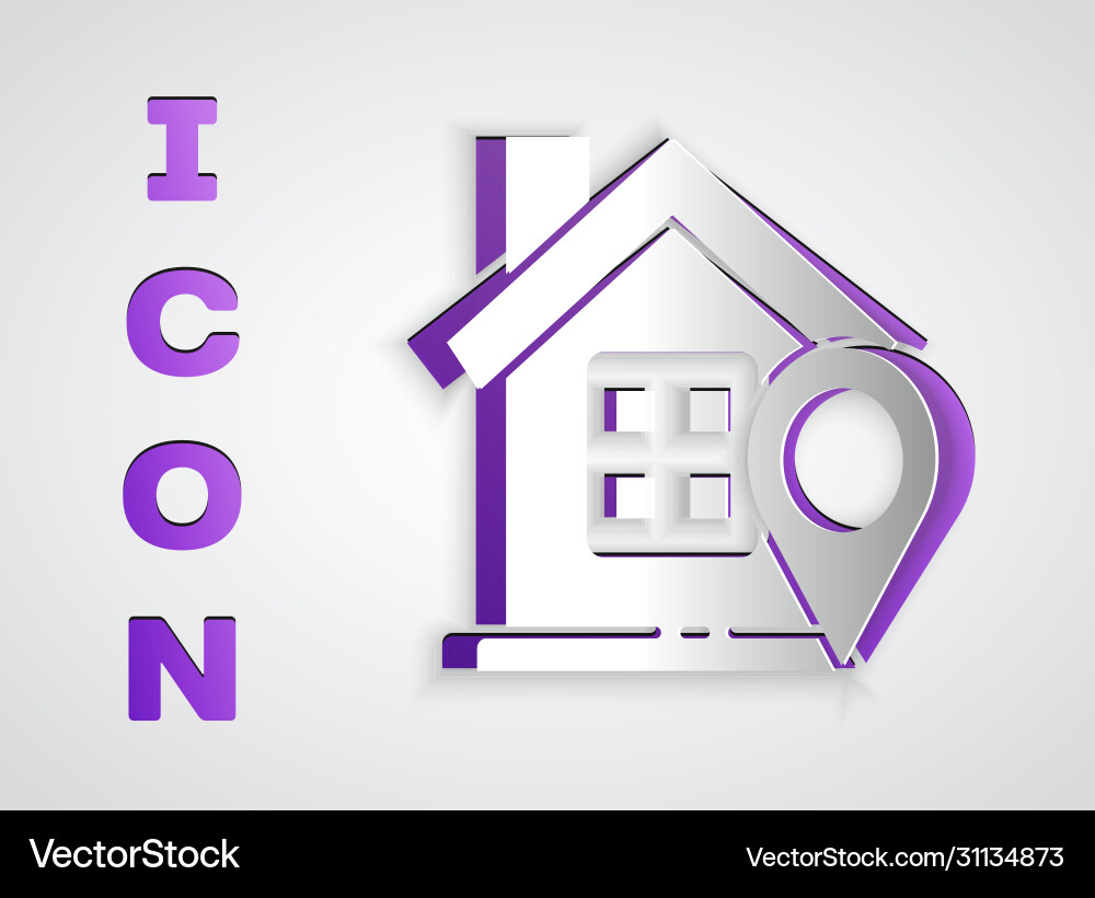 Paper cut map pointer with house icon isolated Paper cut map pointer with house icon isolated vector image