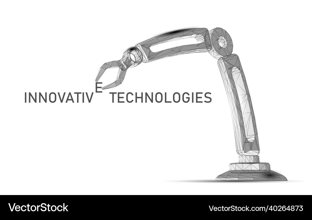 Robot arm low poly manipulator part construct Robot arm low poly manipulator part construct Vector Image