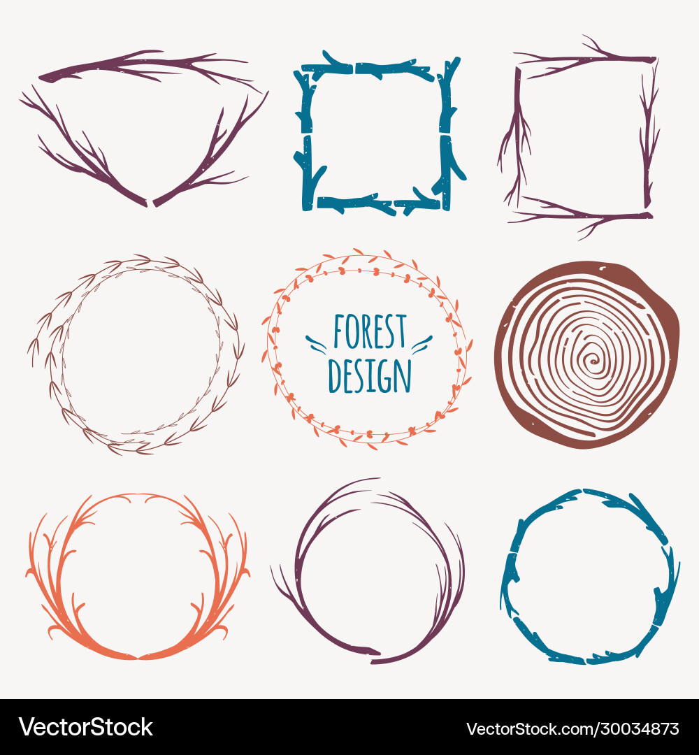 Rustic Botanical Frame Set Vector Image