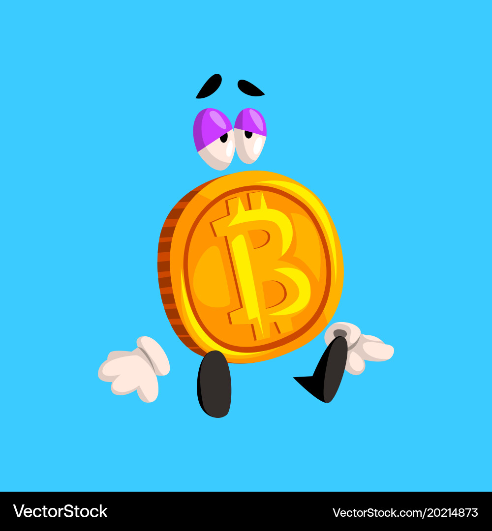 Sad bitcoin character funny crypto currency – Royalty-Free Vector |  VectorStock