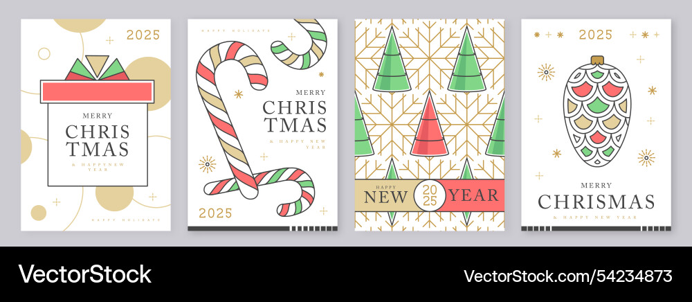 Set of merry christmas and happy new year cards Vector Image