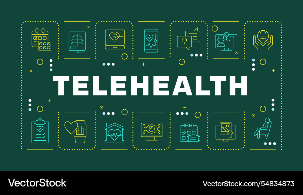 Telehealth green word concept Telehealth green word concept vektorbild