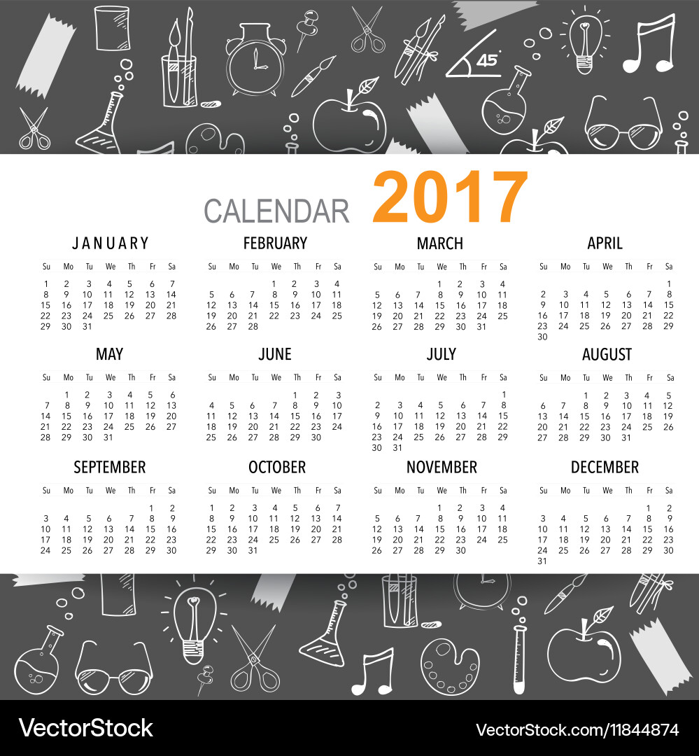 2017 calendar planner design template set of 12 Vector Image