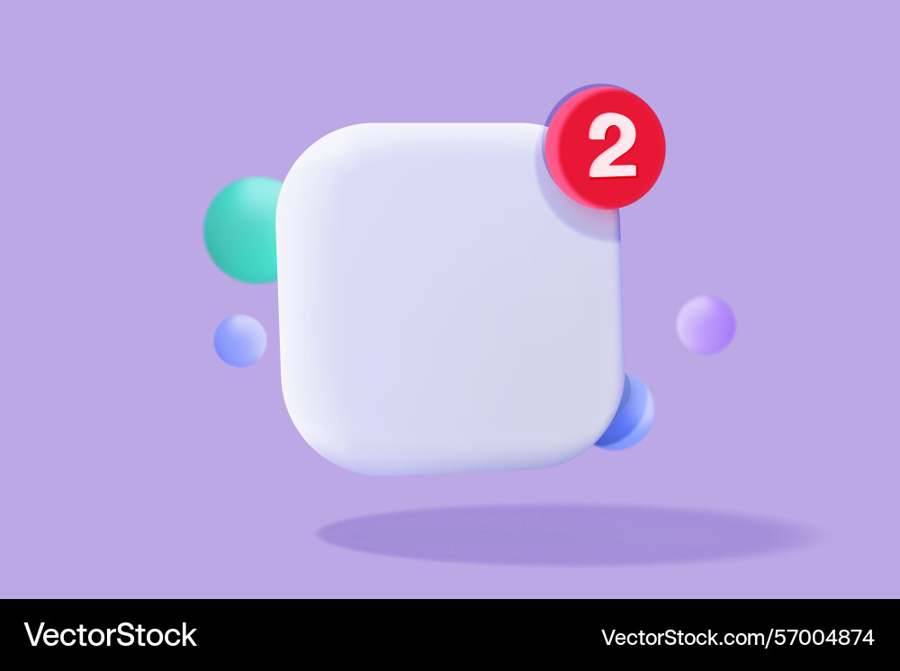 3d app icon with notification alert speech bubble 3d app icon with notification alert speech bubble Vector Image