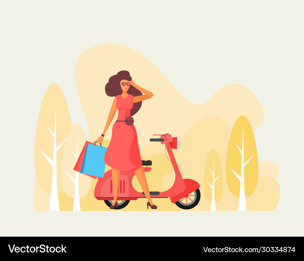 Creative flat design scooter icon Royalty Free Vector Image