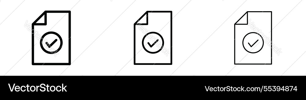 Document accept icons in three different stroke Document accept icons in three different stroke vector image
