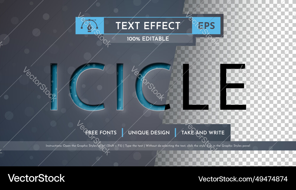 Icicle - editable text effect font style Icicle - editable text effect font style vector image