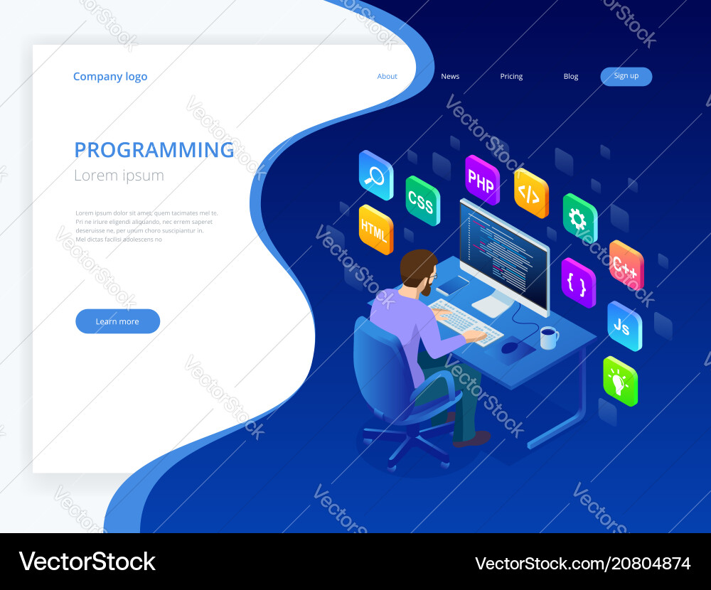 Isometric Programming & Coding Technology vector image