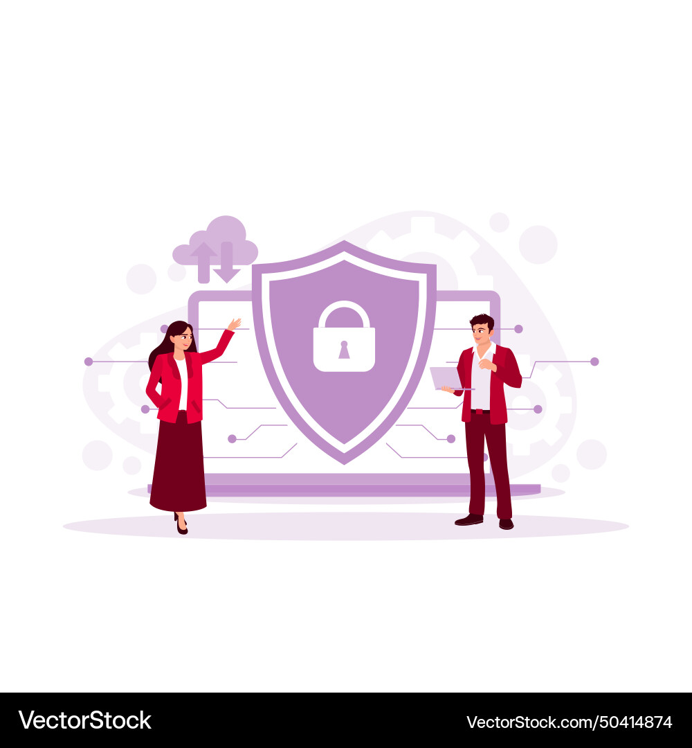 It experts use laptops to store data and access It experts use laptops to store data and access vector image