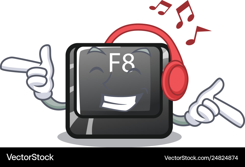 Listening music f8 button installed on computer vector image