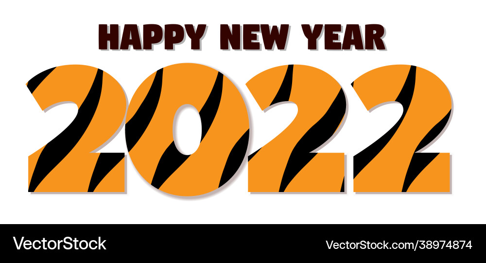Numbers 2022 tiger pattern sketch style Vector Image