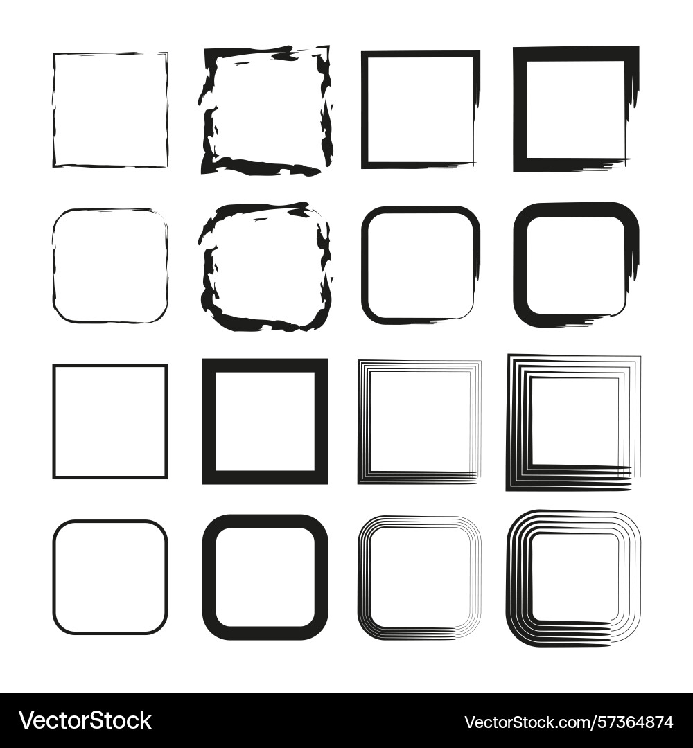 Outline frame collection border template set vector image