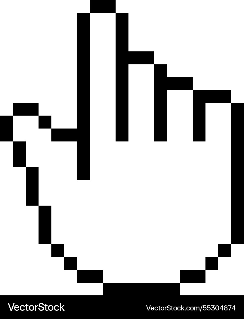 Schwarz pixelierte Handkursor zeigt mit Index Schwarz pixelierte Handkursor zeigt mit Index vektorbild