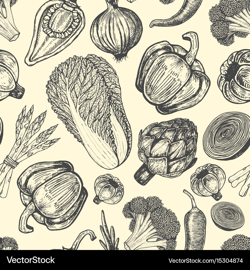 Seamless pattern with set of hand drawn elements vector image