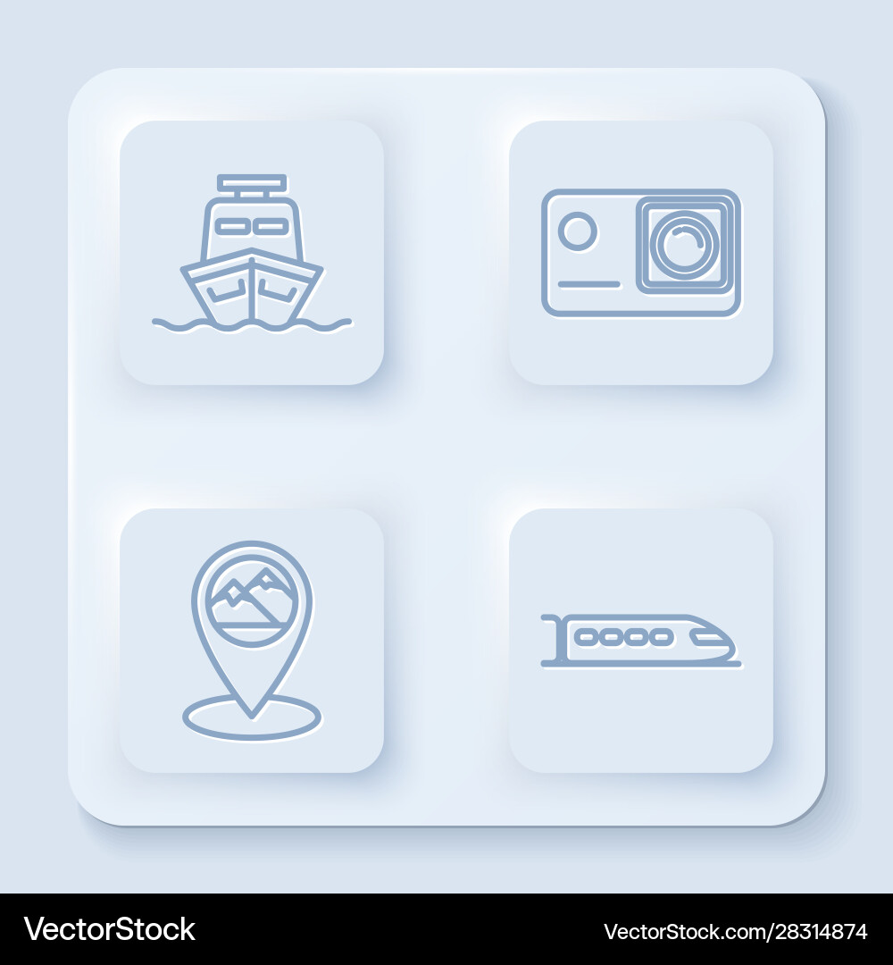 Set line ship action extreme camera map pointer Set line ship action extreme camera map pointer vector image